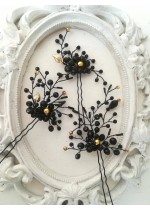 Кристални абитуриентски фуркети - комплект 3 броя Black Orchid by Rosie